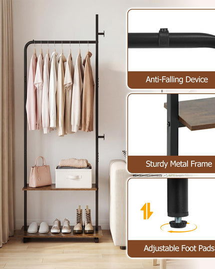 Giantex Clothes Rack with Wheels | 69" Freestanding Garment Rack with Hanging Rod