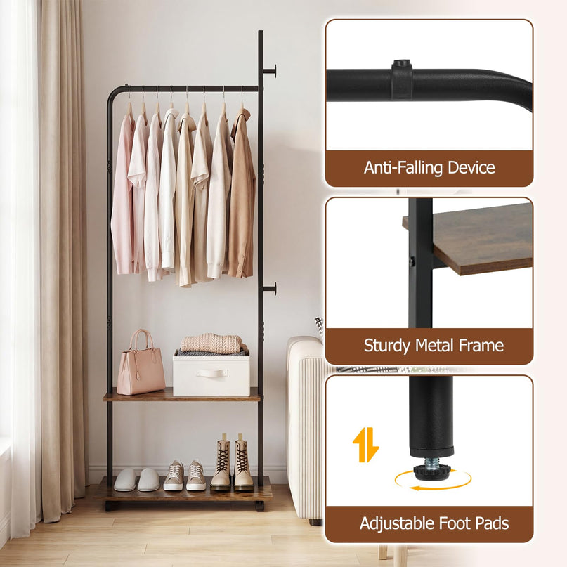 Giantex Clothes Rack with Wheels | 69" Freestanding Garment Rack with Hanging Rod