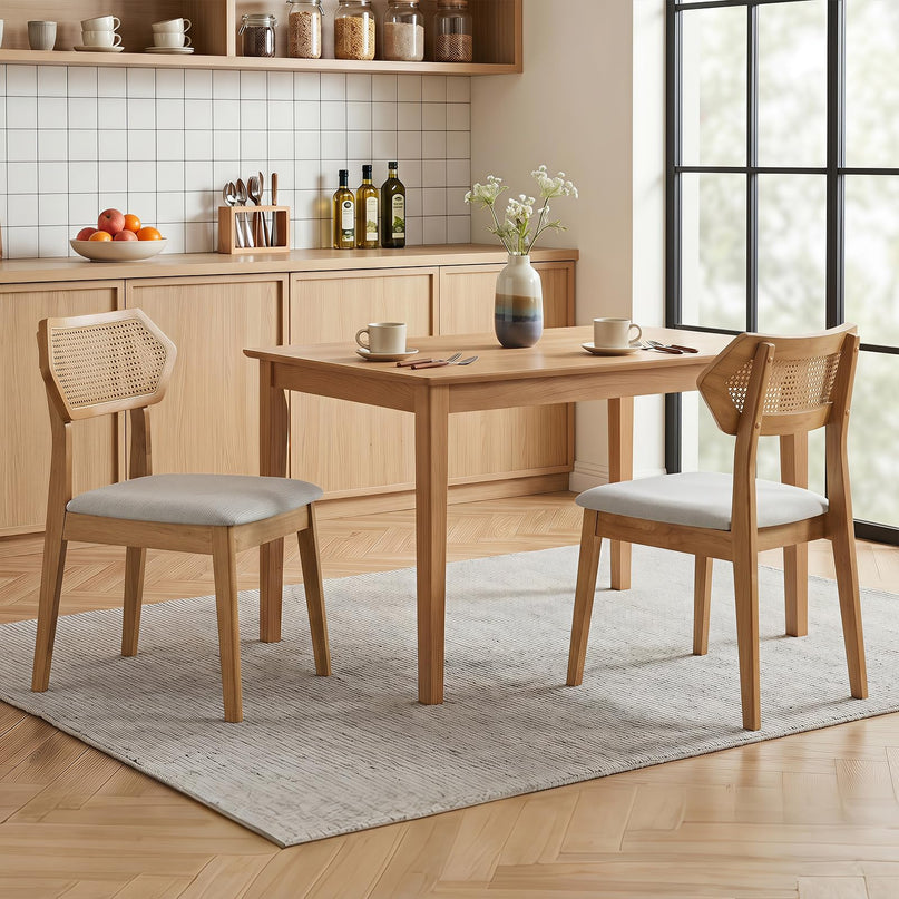 Giantex Wood Rattan Upholstered Dining Chairs Set of 2/4