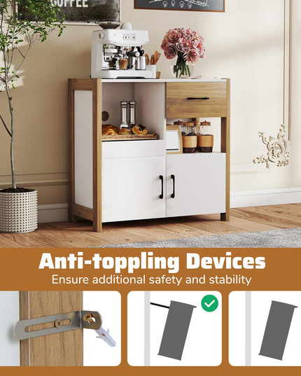 Giantex Sideboard Buffet Cabinet with Pull-Out Shelf Modern Kitchen Buffet Table