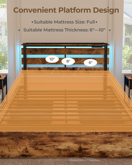 Giantex Bed Frame with LED Lights Headboard and 4 Storage Drawers