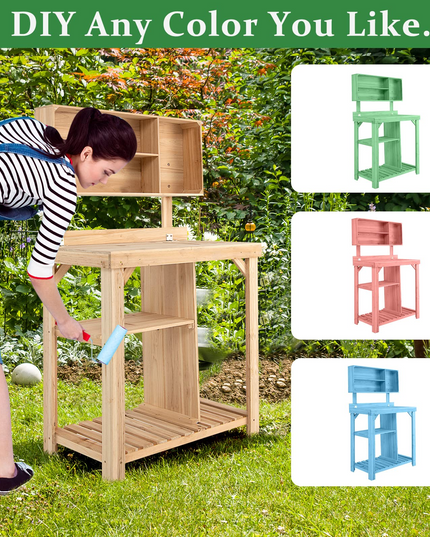 Giantex Potting Bench, Garden Potting Table with Storage Shelf