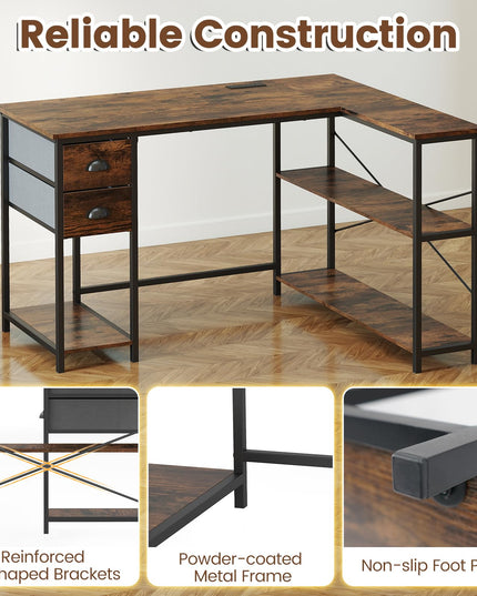 Giantex 48" L Shaped Desk with Charging Station