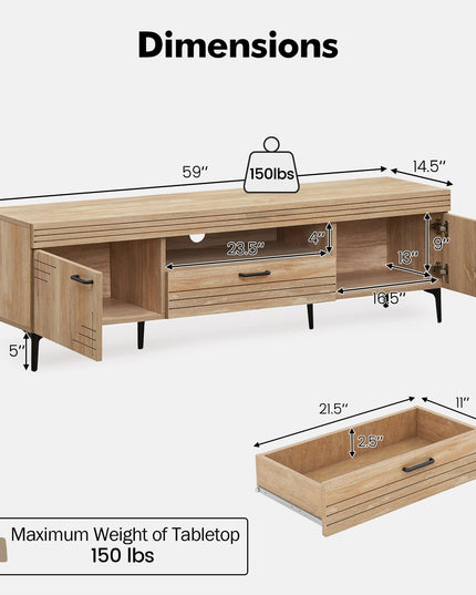 Giantex TV Stand for TV up to 65 Inches, Mid Century Modern Entertainment Center with 2 Cabinets