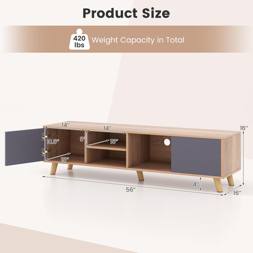Giantex TV Stand for TVs up to 65 Inch, Entertainment Center with 2 Side Cabinets