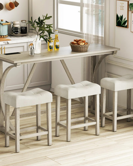 Giantex Small Dining Table Set - 4-Piece Bar Table and Chairs Set with Power Outlet