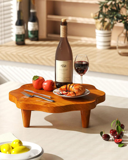 Giantex Teak Wood Riser Board, 16 Inches Flower-shaped Countertop Organizer