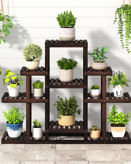 Giantex Plant Stand Indoor & Outdoor 6 Tier Wood Flower Pot Stand