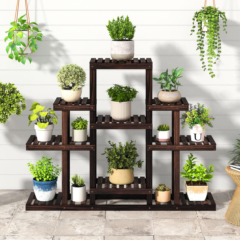 Giantex Plant Stand Indoor & Outdoor 6 Tier Wood Flower Pot Stand