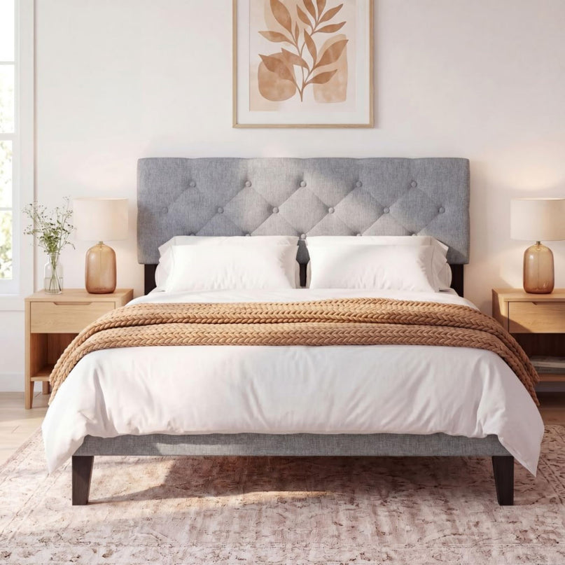 Giantex Linen Upholstered Headboard with Wood Support Legs