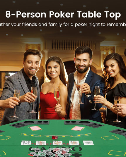 Giantex 48" Poker Table Top, 8 Player Foldable Texas Holdem Poker Mat Layout w/Carrying Bag