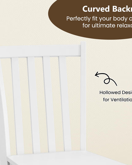 Giantex Wooden Dining Chairs Set of 2/4 100% Solid Rubber Wood Kitchen Chair