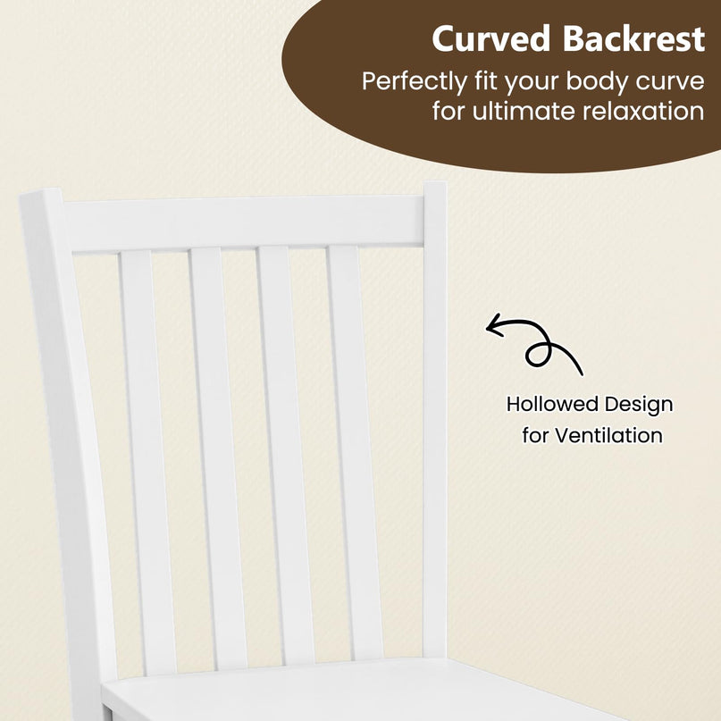 Giantex Wooden Dining Chairs Set of 2/4 100% Solid Rubber Wood Kitchen Chair