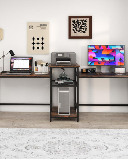 Giantex 97" 2 Person Desk with Power Outlets, Extra Long Double Computer Desk w/Printer Stand