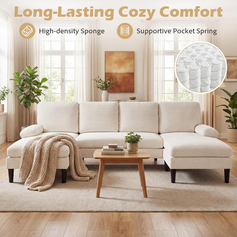 Giantex Sectional Couch for Living Room | U-Shaped Sofa with Double Chaise