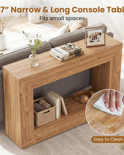 GIANTEX 47" Farmhouse Wooden Console Table with Open Storage Shelf