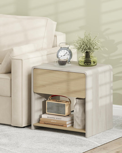 Giantex Modern Nightstand with Drawer Set of 1/2 Storage Open Shelf