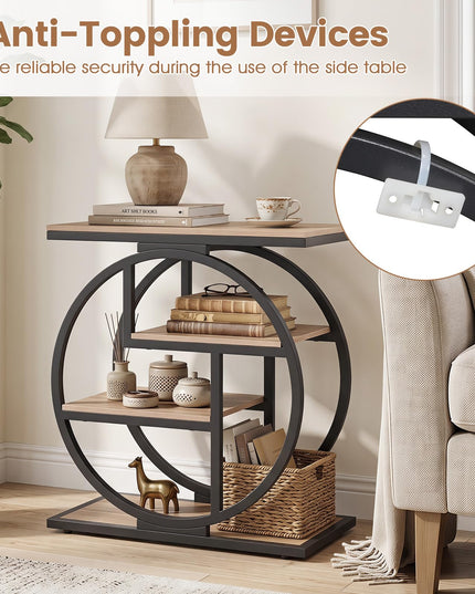 GIANTEX 4-Tier Narrow End Table with Storage & Geometric Metal Frame (1/2)