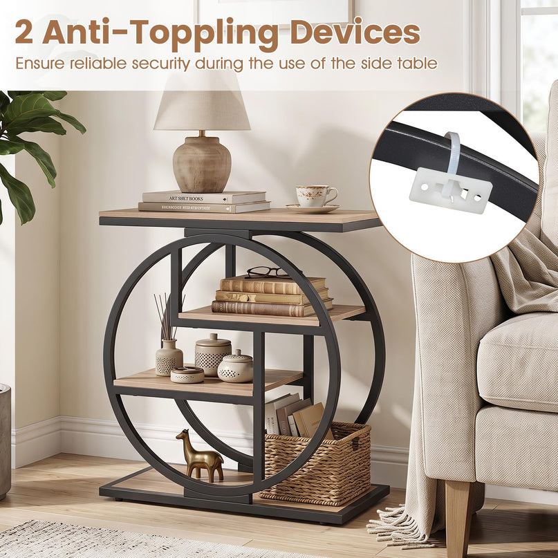 GIANTEX 4-Tier Narrow End Table with Storage & Geometric Metal Frame (1/2)