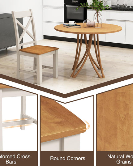 Giantex Wooden Dining Chairs Set, Farmhouse Kitchen Chairs with High Cross Back, Rubber Wood Frame
