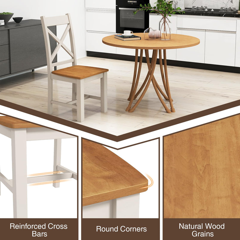 Giantex Wooden Dining Chairs Set, Farmhouse Kitchen Chairs with High Cross Back, Rubber Wood Frame