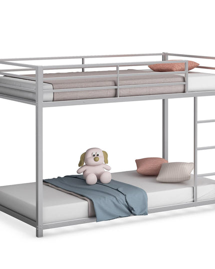 Classic Bunk Bed Frame with Safety Guard Rails & Side Ladder