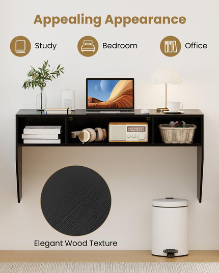 Bureau informatique mural Giantex avec 3 compartiments de rangement