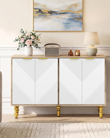 GIANTEX 47" Sideboard Buffet Cabinet with 4 Fluted Doors