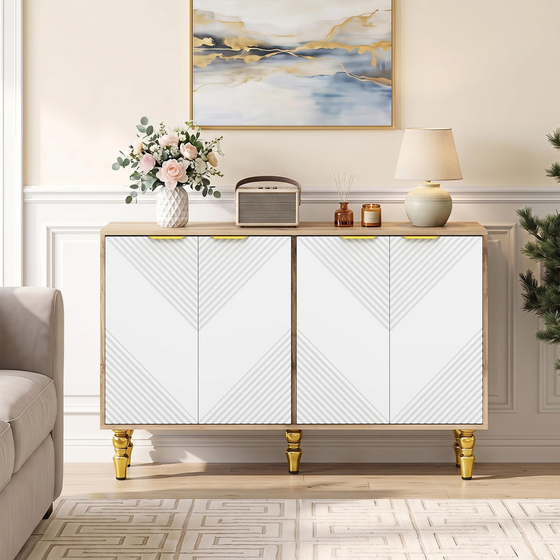 GIANTEX 47" Sideboard Buffet Cabinet with 4 Fluted Doors