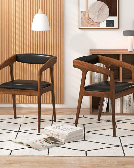 Giantex Modern Accent Chair - PU Leather Upholstered Armchairs w/Cozy Backrest & Padded Seat Cushion