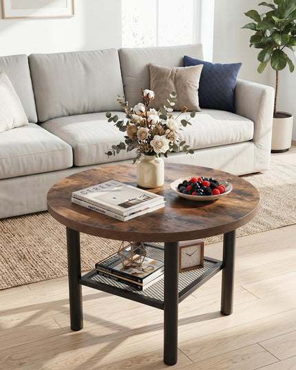 Giantex 24" 2-Tier Small Round Coffee Table with Storage