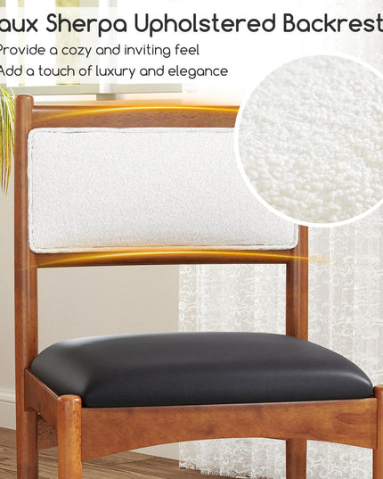 Giantex Wooden Dining Chairs, Upholstered Kitchen Chairs w/Rubber Wood Frame & Faux Leather Padded Seat