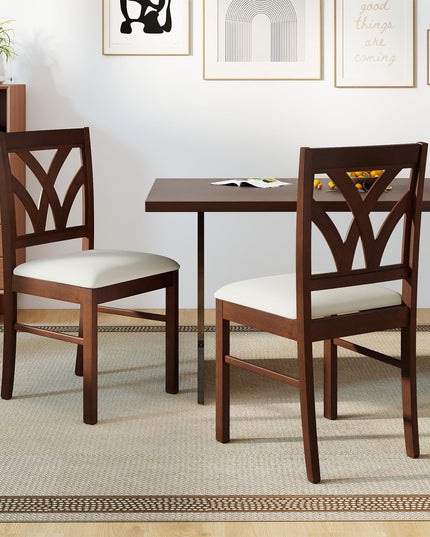 Giantex Chaises de salle à manger en bois, lot de 2 ou 4, chaises de cuisine rembourrées de style rustique