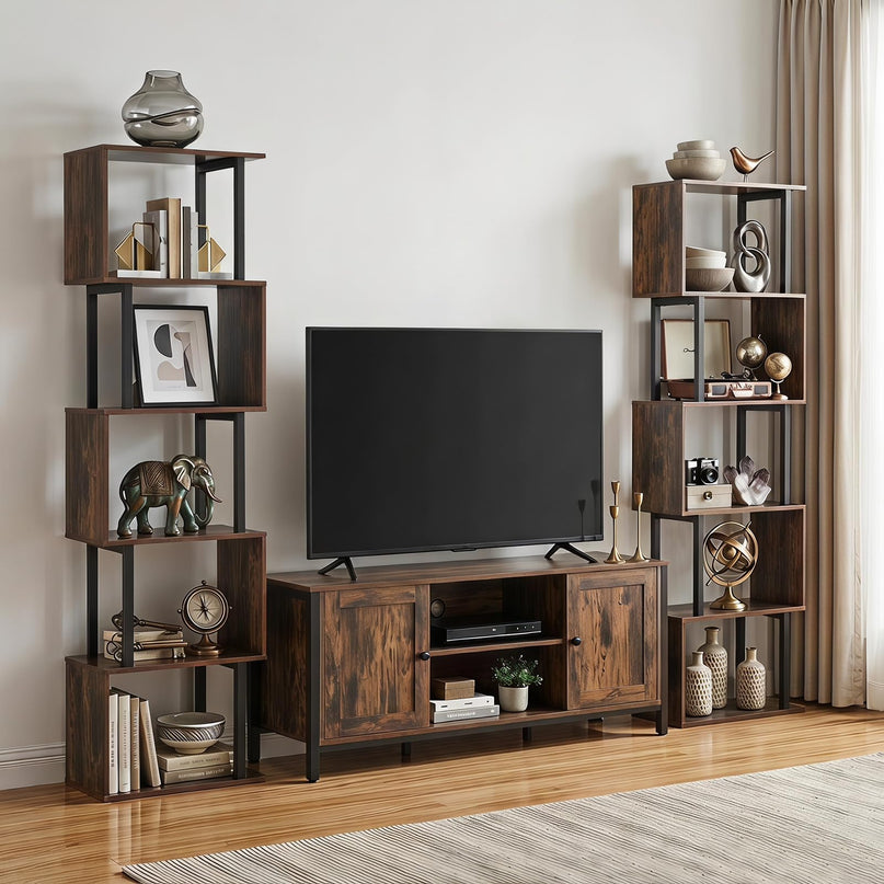 GIANTEX 5-Tier S-Shaped Wood Bookcase w/Metal Frame (1/2)