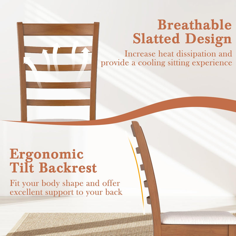 Giantex Wooden Dining Chair Set of 2/4 for Living Room Restaurant