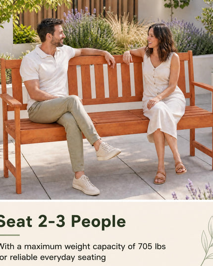 GIANTEX 59" 2-Person Outdoor Bench with Pull-Out Center Table