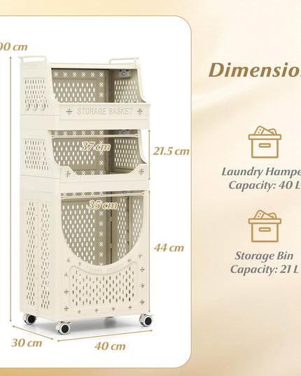 Giantex 4 Tier Rolling Laundry Cart with Wheels
