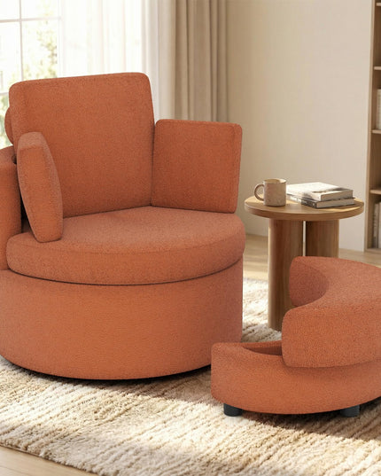 Fauteuil pivotant Giantex 360° avec pouf de rangement demi-lune