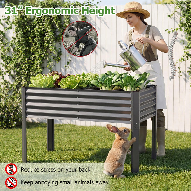 Giantex 46"x24"x31" Galvanized Raised Garden Bed with Legs (1/2)