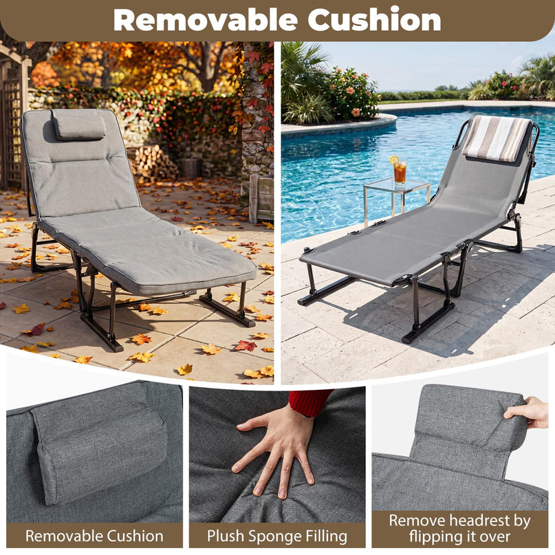 Chaise longue pliante Giantex pour patio avec dossier réglable sur 6 niveaux