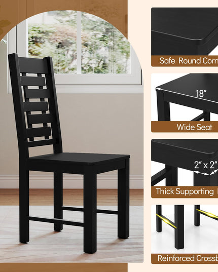 Giantex Wooden Dining Chairs Set of 2/4 with High & Tilted Backrest
