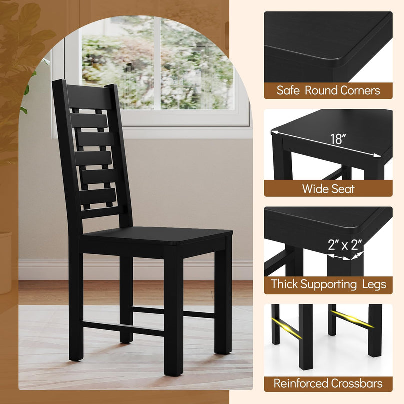 Giantex Wooden Dining Chairs Set of 2/4 with High & Tilted Backrest