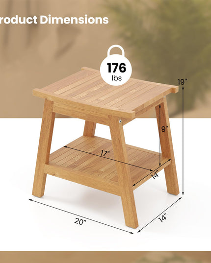 Giantex Teak Shower Bench with Shelf