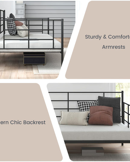 Multifunctional Platform Bed Mattress Foundation with Headboard for Living Room