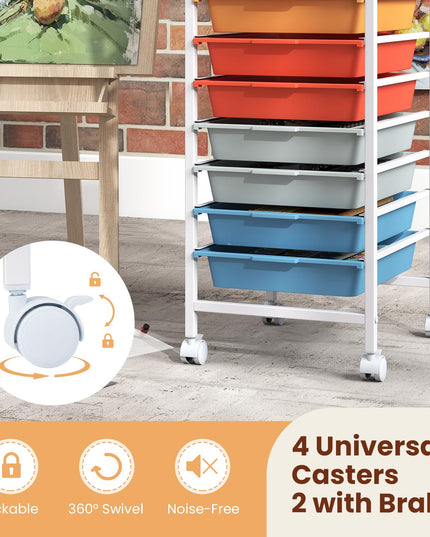Giantex Rolling Storage Cart with 10 Drawers（33.5"H）