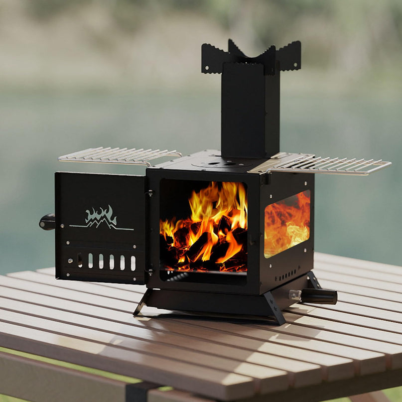 Giantex Hot Tent Stove with 3 Cooking Positions Anti-scalding Door Handle & 2 Grills