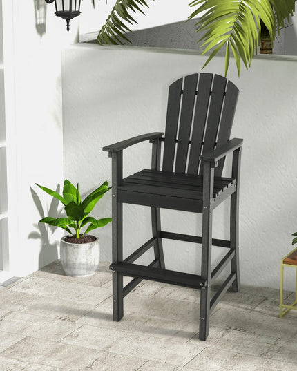 Giantex Outdoor HDPE Bar Stool, Tall Adirondack Chair with Armrests and Footrest, 30 Inches Counter Height Bar Stool