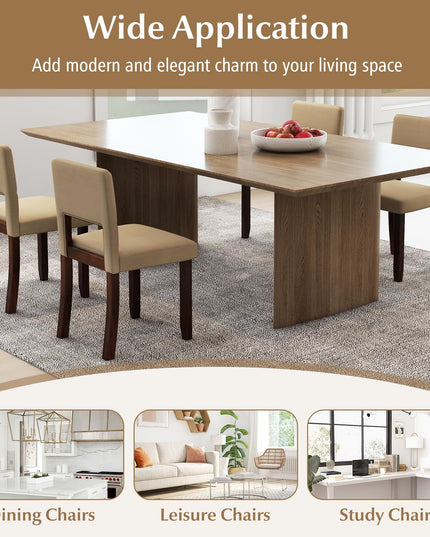 Giantex Wooden Dining Chairs Set of 2/4, Linen Fabric Upholstered Kitchen Chairs w/Rubber Wood Frame