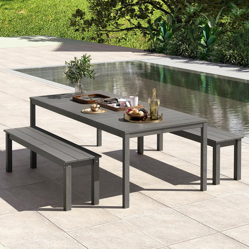 Giantex 55" HDPE Outdoor Bench 2-3 People Weatherproof Backless Patio Garden Benc