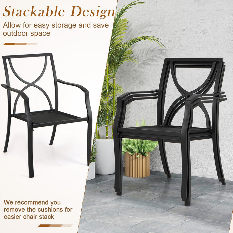 Giantex 2 Pieces Patio Chairs, Outdoor Lawn Chairs with Removable Cushions